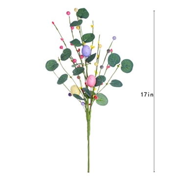 VioletEverGarden 6PCS Easter Egg Stems,Artificial Easter Picks Berry Stems Easter Sprays for Home Decor and Easter Celebration