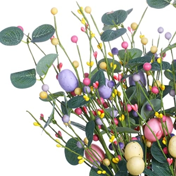 VioletEverGarden 6PCS Easter Egg Stems,Artificial Easter Picks Berry Stems Easter Sprays for Home Decor and Easter Celebration