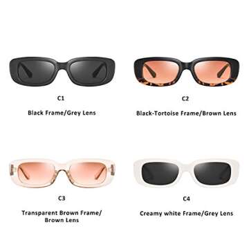 mosanana rectangle retro black 90s sunglasses for women chunky rectangular vintage small trendy square cool tiny fashion funky trending stylish narrow thick flat top shades 2023 dark unique
