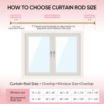 SIMEWIN Gold Heavy Duty Adjustable Curtain Rods 72-144"