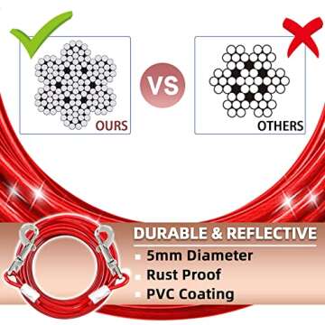 Dog Stake Tie Out Cable,Dog Runner for Yard Tie Out Stake, Dog Chains for Dog Run Outside, Chew Proof Dog Leads for Yard with Dog Stake, Heavy Duty Dog Runner for Training Medium Large Dogs