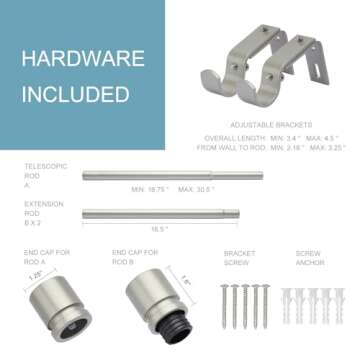 Byondeth Adjustable Curtain Rods - 16 to 60 Inches Max