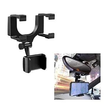 VAGURFO Rear View Mirror Phone Holder Mount, Car Phone Bracket/Stand with 270° Swivel and Adjustabl...