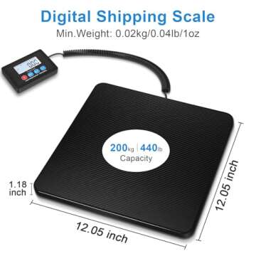 Fuzion Digital Shipping Scale, 10g High Accuracy! 440lbs Postal Scale, Hold/Tare Function, Manual/Au...