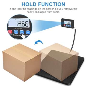 Fuzion Digital Shipping Scale, 10g High Accuracy! 440lbs Postal Scale, Hold/Tare Function, Manual/Auto Off LCD Display, Lightweight Scale for Packages/Luggage/Home, Battery & AC Adapter Included
