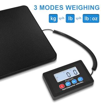 Fuzion Digital Shipping Scale, 10g High Accuracy! 440lbs Postal Scale, Hold/Tare Function, Manual/Auto Off LCD Display, Lightweight Scale for Packages/Luggage/Home, Battery & AC Adapter Included