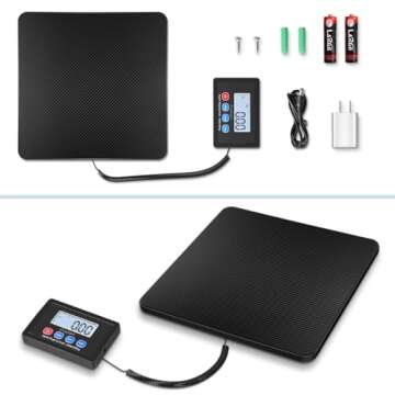 Fuzion Digital Shipping Scale, 10g High Accuracy! 440lbs Postal Scale, Hold/Tare Function, Manual/Auto Off LCD Display, Lightweight Scale for Packages/Luggage/Home, Battery & AC Adapter Included