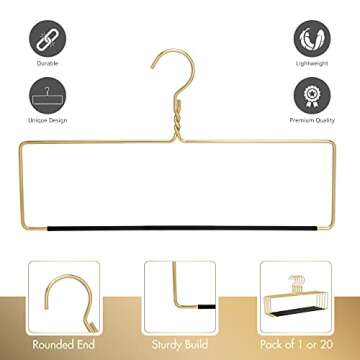 Quality Blanket Linen Hangers Wide Heavy Duty Hanger for Blankets, Table Cloths, Nonslip Vinyl Coated Comforter Storage Hanger for Quilts, Sleeping Bags - for Closet Storage Solutions (Gold, 1)