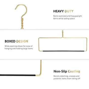 Quality Blanket Linen Hangers Wide Heavy Duty Hanger for Blankets, Table Cloths, Nonslip Vinyl Coated Comforter Storage Hanger for Quilts, Sleeping Bags - for Closet Storage Solutions (Gold, 1)