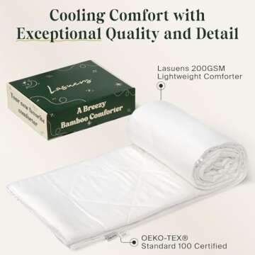 Lasuens 100% Viscose from Bamboo Comforter King, Cooling Duvet Insert, Down Alternative Blanket, 200...