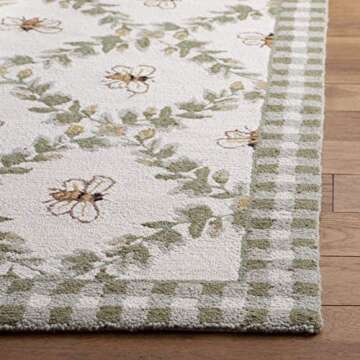SAFAVIEH Chelsea Collection Runner Rug - 2'6" x 8', Ivory & Green, Hand-Hooked French Country Wool, ...