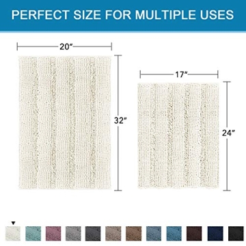 H.VERSAILTEX Luxury Non-Slip Bathroom Rugs Set of 2