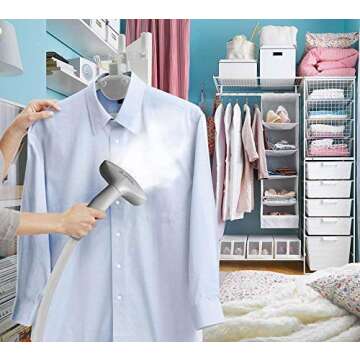 PurSteam Standing Garment Steamer for Clothes with Wheels, Fabric Brush, Ironing Board