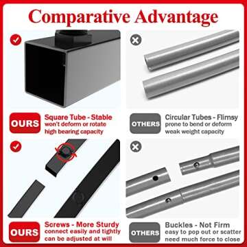 Putros Metal Arch Backdrop Stand 7.2FT Black Wedding Backdrop Stand Square Arch Frame for Birthday P...