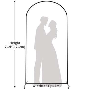 Putros Metal Arch Backdrop Stand 7.2FT Black Wedding Backdrop Stand Square Arch Frame for Birthday Party Bridal Baby Shower Ceremony Decoration