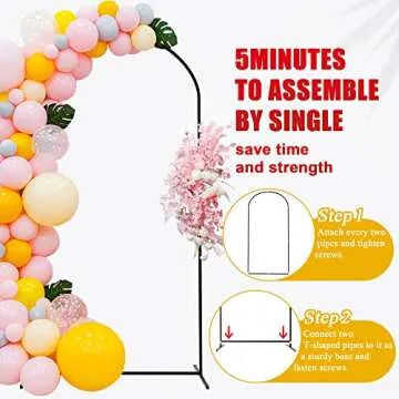 Putros Metal Arch Backdrop Stand 7.2FT Black Wedding Backdrop Stand Square Arch Frame for Birthday Party Bridal Baby Shower Ceremony Decoration