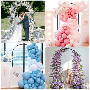 Putros Metal Arch Backdrop Stand 7.2FT Black Wedding Backdrop Stand Square Arch Frame for Birthday Party Bridal Baby Shower Ceremony Decoration