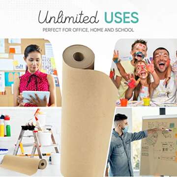 American Made 100% Recycled Brown Kraft Paper Roll 17.50" x 1800" (150 feet), Multipurpose Arts & Crafts, Gift Wrapping, Packing and Shipping, Table Runner