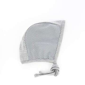 JELLYTREE Baby Hat Bonnet Summer Mesh Breathable Soft Toddler Boys Fashion Caps Baby Hearing Aid Hat Infant Beanies, Grey+Navy_L