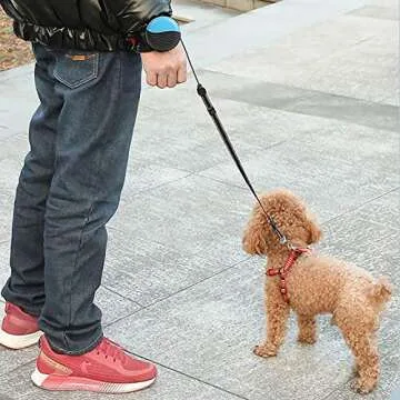 Retractable Hands Free Dog Leash, 360° Tangle-Free Heavy Duty Wrist Dog Walking Leash with 8.2 ft strong Cord and Reflective Nylon Tape, One Button Brake, Pause, Lock for Small Dog or Cat up to 55 lbs