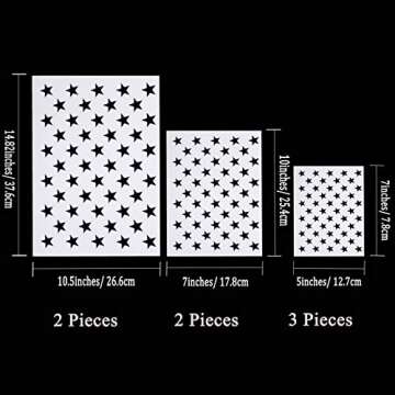 Whaline 7 Pieces American Flag 50 Stars Stencil Template for Painting on Wood, Fabric, Paper, Airbru...