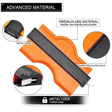 2PCS Contour Gauge Duplicator with Lock, Aweohtle Widen Irregular Shape Duplicator Gauge Profile Tool, Wood Templates for Curved and Odd Shapes for DIY Handyman, Construction (10 "+5 ")