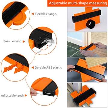 2PCS Contour Gauge Duplicator with Lock, Aweohtle Widen Irregular Shape Duplicator Gauge Profile Tool, Wood Templates for Curved and Odd Shapes for DIY Handyman, Construction (10 "+5 ")