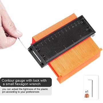 2PCS Contour Gauge Duplicator with Lock, Aweohtle Widen Irregular Shape Duplicator Gauge Profile Tool, Wood Templates for Curved and Odd Shapes for DIY Handyman, Construction (10 "+5 ")