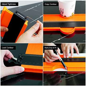 2PCS Contour Gauge Duplicator with Lock, Aweohtle Widen Irregular Shape Duplicator Gauge Profile Tool, Wood Templates for Curved and Odd Shapes for DIY Handyman, Construction (10 "+5 ")