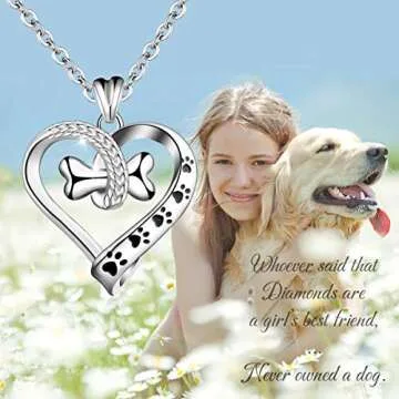 EUDORA 925 Sterling Silver Dog Paw Necklace Gift for Dog Owners