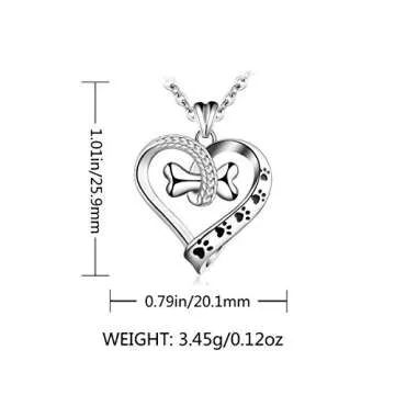 EUDORA 925 Sterling Silver Dog Paw Necklace Gift for Dog Owners