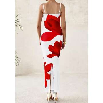 PRETTYGARDEN Women's Floral Maxi Dresses Summer 2025 Sexy Spaghetti Strap Slip Party Long Bodycon Me...