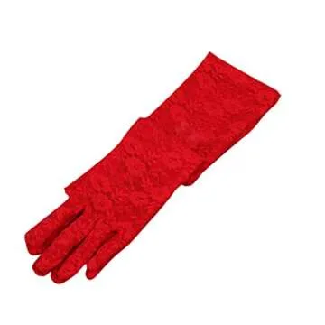 Pinup Doll Lace Gloves - Long Mesh Gloves for Women's Halloween Costume or Cosplay in Black, Red, or...