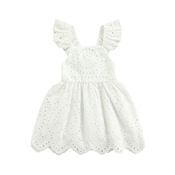 Adorable Boho Linen Lace Toddler Dress - Perfect Summer Outfit for Girls (White, 2-3T)