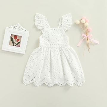 Boho Linen Lace Toddler Dress Summer Outfit Girls