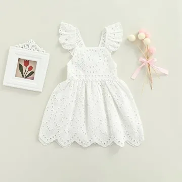 Boho Linen Lace Toddler Dress Summer Outfit Girls