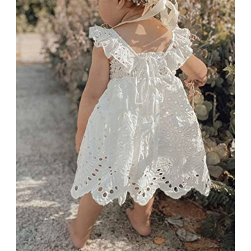 Boho Linen Lace Toddler Dress Summer Outfit Girls