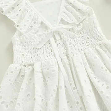 Boho Linen Lace Toddler Dress Summer Outfit Girls
