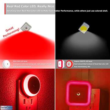 SerieCozy Red Plug in Night Light with Sensor, Diffused Light, Energy Efficient, Night Light Plug into Wall, for Bedroom, Bathroom, Kitchen, Hallway, Kids Room, Stairs, 2 Pack