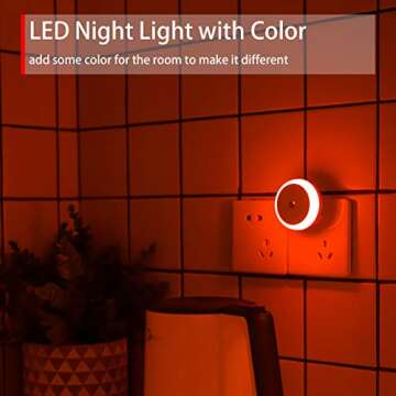 SerieCozy Red Plug in Night Light with Sensor, Diffused Light, Energy Efficient, Night Light Plug into Wall, for Bedroom, Bathroom, Kitchen, Hallway, Kids Room, Stairs, 2 Pack