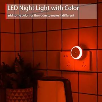 SerieCozy Red Plug in Night Light with Sensor, Diffused Light, Energy Efficient, Night Light Plug into Wall, for Bedroom, Bathroom, Kitchen, Hallway, Kids Room, Stairs, 2 Pack