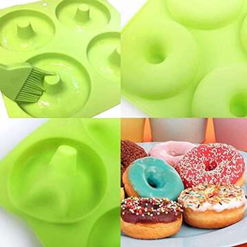 BAKHUK 3pcs Full Size Donut Pan, 4 Inch Big Size Silicone Donut Mold for 4 Doughnuts, Non-Stick Silicone Baking Pan for Bagels, Heat Resistant, Easy Clean, Dishwasher and Microwave Safe