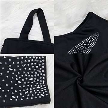 Fastkoala Women's Sexy Sparkling Rhinestone Sequin Bodycon Dress Printed See Through Clubwear Mini Party Dress Black9 S