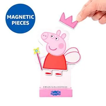 Peppa Pig Magnetic Wood Dress Up Doll. Includes 26 Colorful Magnetic Wood Pieces and Wooden Storage Box. Encourages Creative Play with Mix and Match Fun for Preschoolers and Kids Ages 3 and over.
