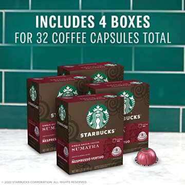 Starbucks Sumatra Dark Roast Pods for Nespresso Vertuo 32-count
