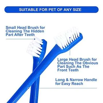 Newday Dog Toothbrush Set of 8 - Dual Headed, Dental Hygiene Convenient Soft Toothbrush to Clean pet Teeth, Dog Tooth Brushes for Small to Large Dogs, Cats, and Most Pets, Teeth Brush in Bulk