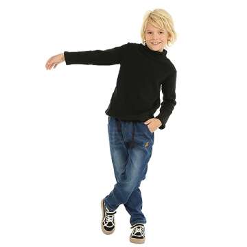 Mud Kingdom Toddler Boys Black Tops Winter Fleece Turtleneck 4T Soft