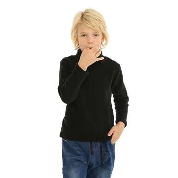 Mud Kingdom Toddler Boys Black Tops Winter Fleece Turtleneck 4T Soft
