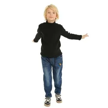 Mud Kingdom Toddler Boys Black Tops Winter Fleece Turtleneck 4T Soft