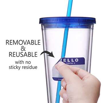 Cupture 12 Insulated Double Wall Tumbler Cup with Lid, Reusable Straw & Hello Name Tags, 12 Colors